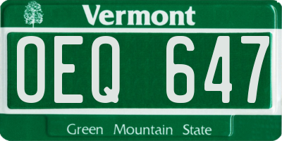 VT license plate OEQ647