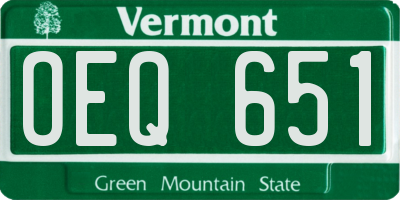VT license plate OEQ651