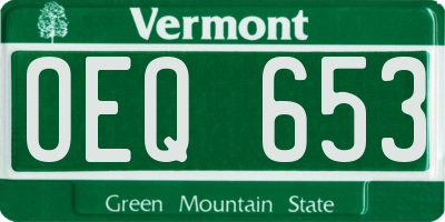 VT license plate OEQ653
