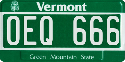 VT license plate OEQ666