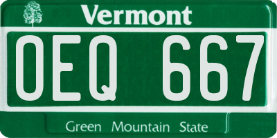 VT license plate OEQ667
