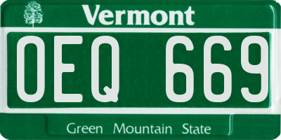 VT license plate OEQ669