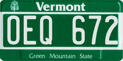 VT license plate OEQ672