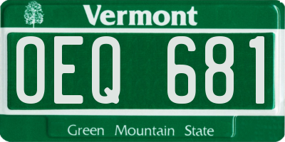 VT license plate OEQ681