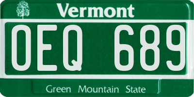 VT license plate OEQ689