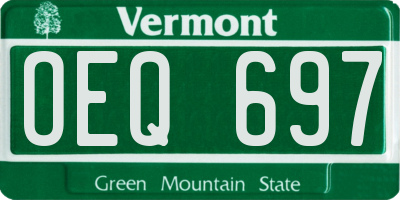 VT license plate OEQ697