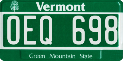 VT license plate OEQ698