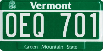 VT license plate OEQ701