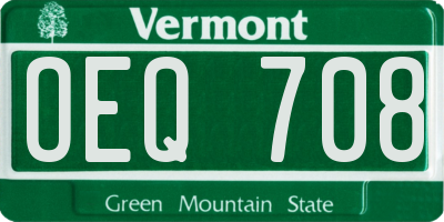 VT license plate OEQ708