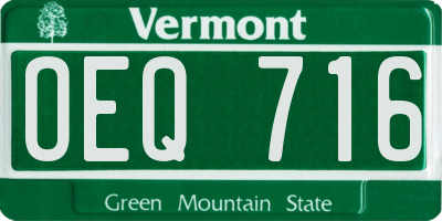 VT license plate OEQ716