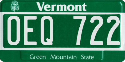 VT license plate OEQ722