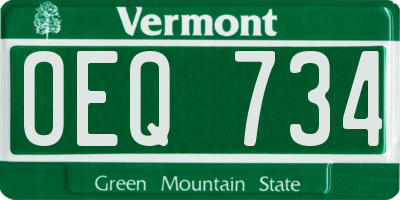 VT license plate OEQ734