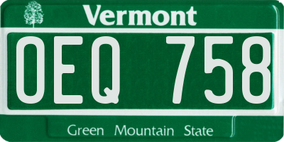 VT license plate OEQ758