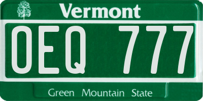 VT license plate OEQ777