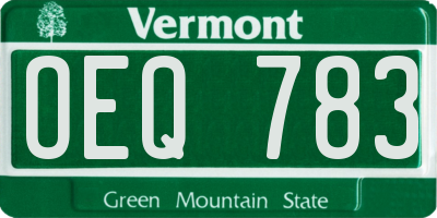 VT license plate OEQ783