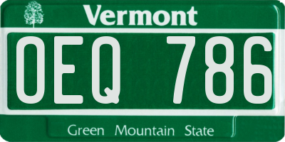 VT license plate OEQ786