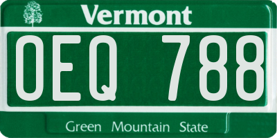 VT license plate OEQ788