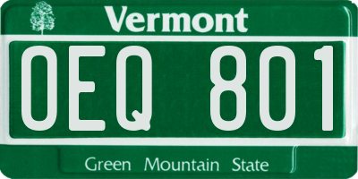 VT license plate OEQ801