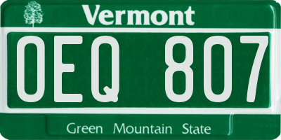 VT license plate OEQ807