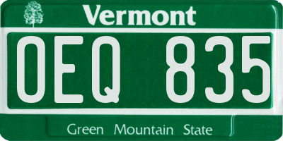 VT license plate OEQ835