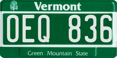 VT license plate OEQ836