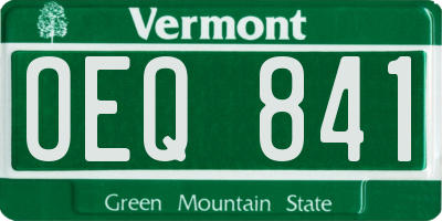 VT license plate OEQ841