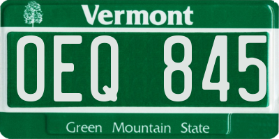 VT license plate OEQ845