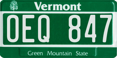 VT license plate OEQ847