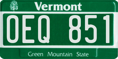 VT license plate OEQ851