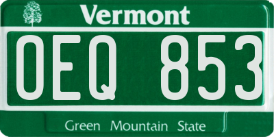 VT license plate OEQ853