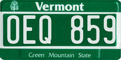VT license plate OEQ859