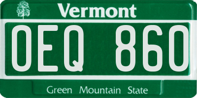 VT license plate OEQ860