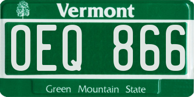 VT license plate OEQ866