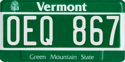 VT license plate OEQ867