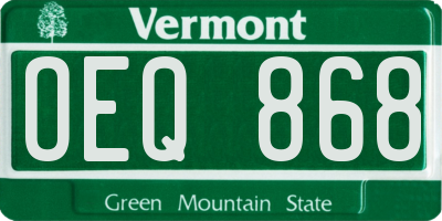 VT license plate OEQ868