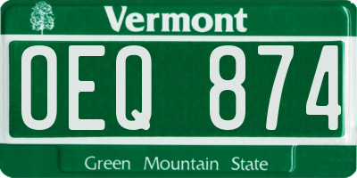 VT license plate OEQ874