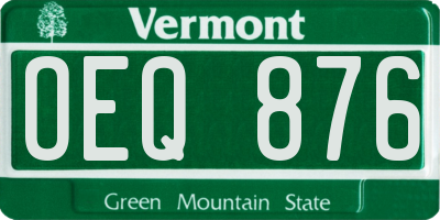 VT license plate OEQ876