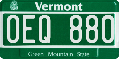 VT license plate OEQ880