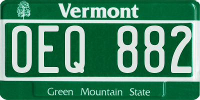 VT license plate OEQ882