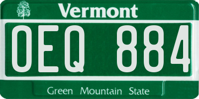 VT license plate OEQ884