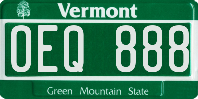 VT license plate OEQ888