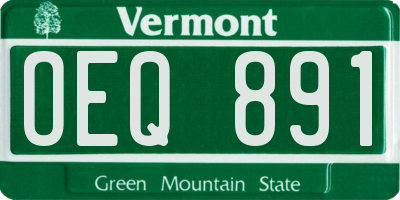 VT license plate OEQ891
