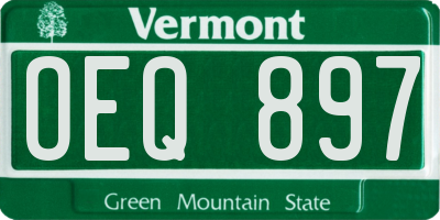 VT license plate OEQ897