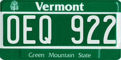 VT license plate OEQ922
