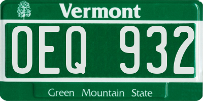 VT license plate OEQ932