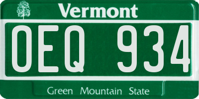 VT license plate OEQ934