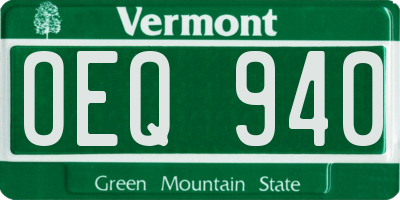 VT license plate OEQ940