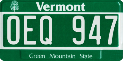 VT license plate OEQ947