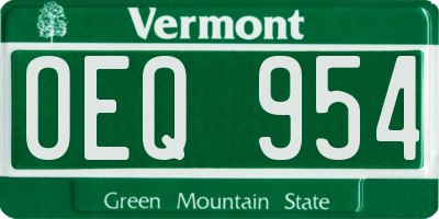 VT license plate OEQ954