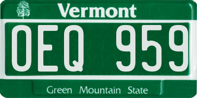VT license plate OEQ959